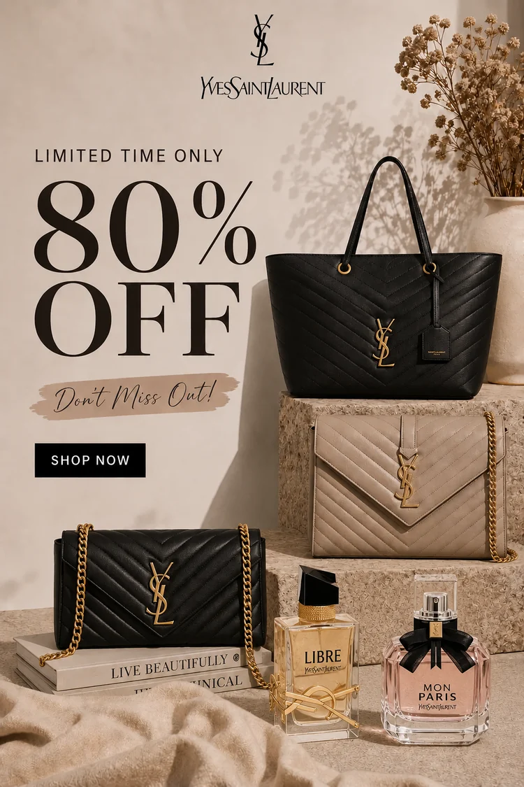 YSL black handbag editorial